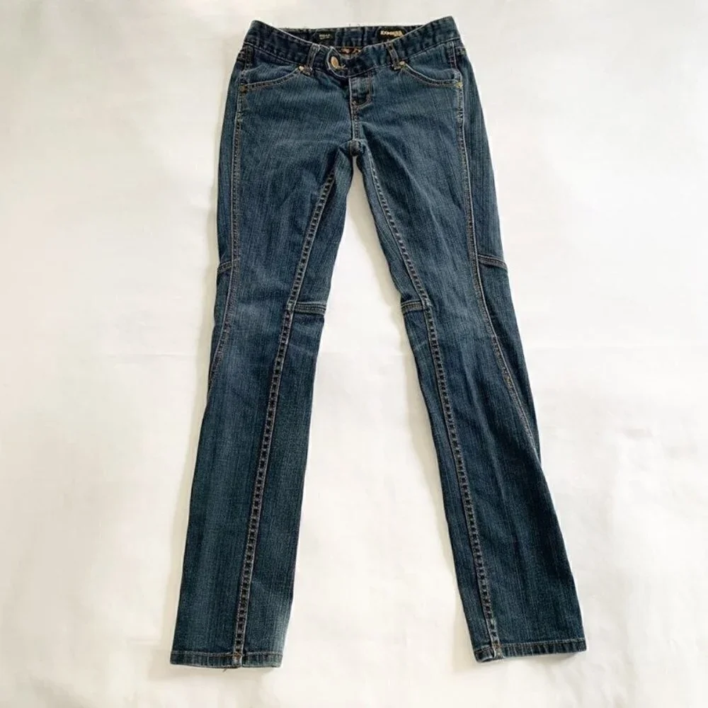Express Stella Skinny Jeans Dark Wash Zipper Pocket Detail Women Size 2